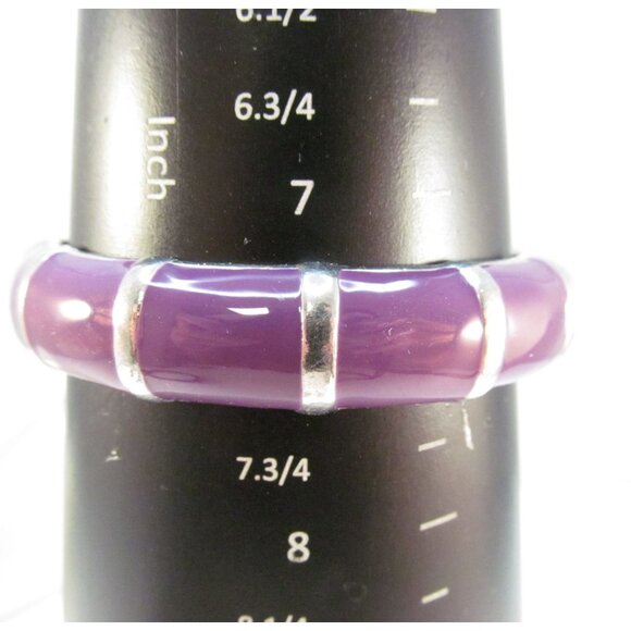 Enamel Bamboo Style Hinge Bracelets Set of 2 Purple and Green Blues - Picture 10 of 16